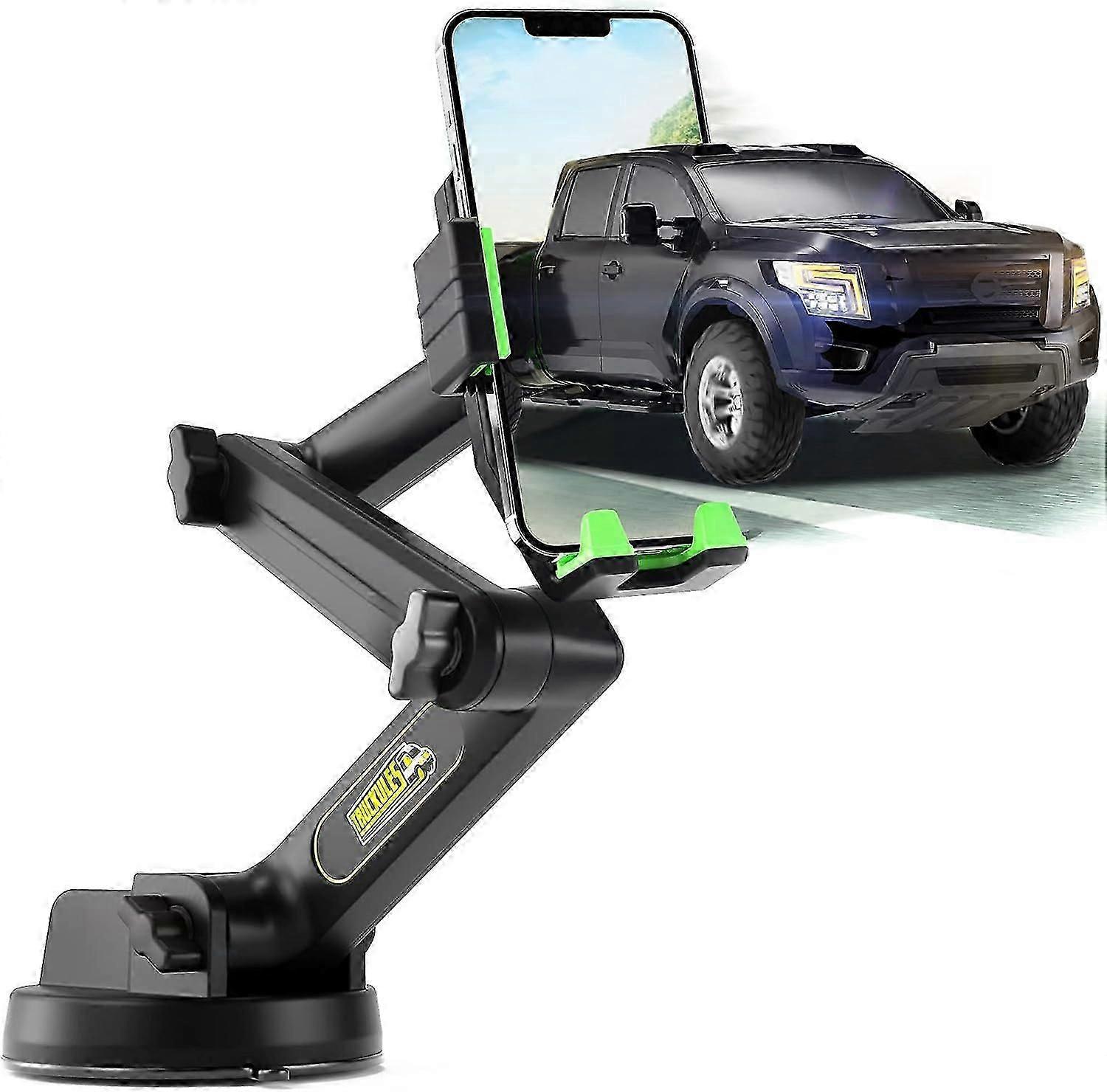 Truck Phone Holder Mount Heavy Duty Cell Phone Holder for Truck Dashboard Windshield 16.9 inch Long Arm, Super Suction Cup & Stable, Compatible with i
