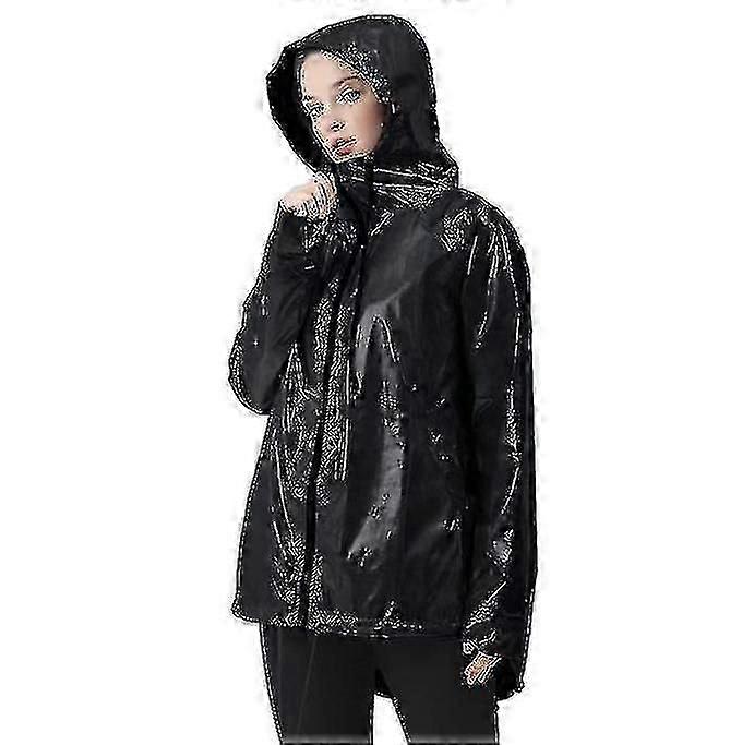 女性のための軽量防水フード付きレインジャケット、防風屋外コート
