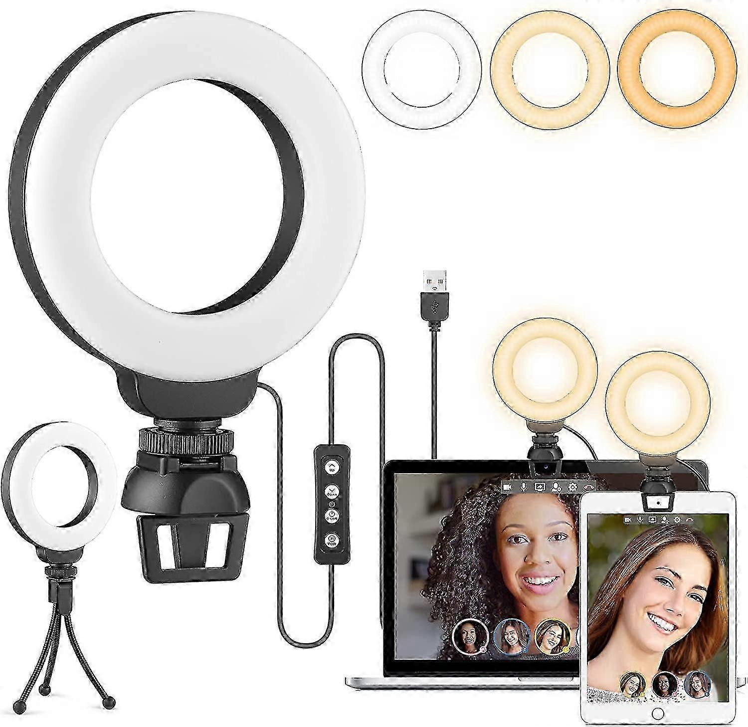 4" Ring Light, Suitable For Laptops With Bracket (not Including Mobile Phones, Computers) (ShiKai)