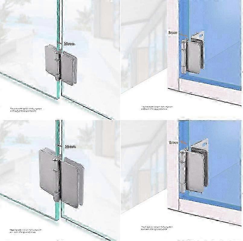 2er Pack Edelstahl 270° Glastürscharniere für 8-10mm dickes Glas Edition 0915