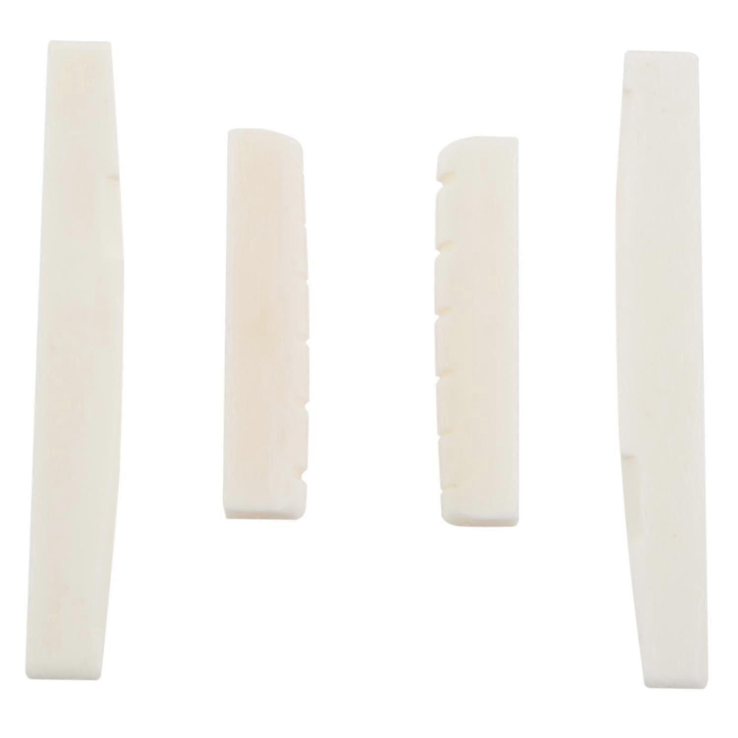2 Sets of 4pcs 6 String Acoustic Guitar Bone Bridge Saddle and Nut Made of Real Bone