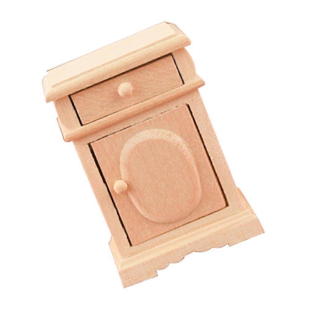 Creative Wooden Mini Bedside Table Model for Decor 1Pcs