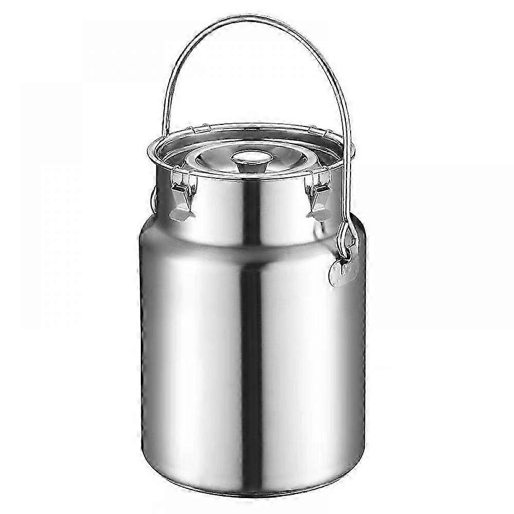 5L 304 Pot à lait en acier inoxydable avec couvercle Stockage portable pour liquides