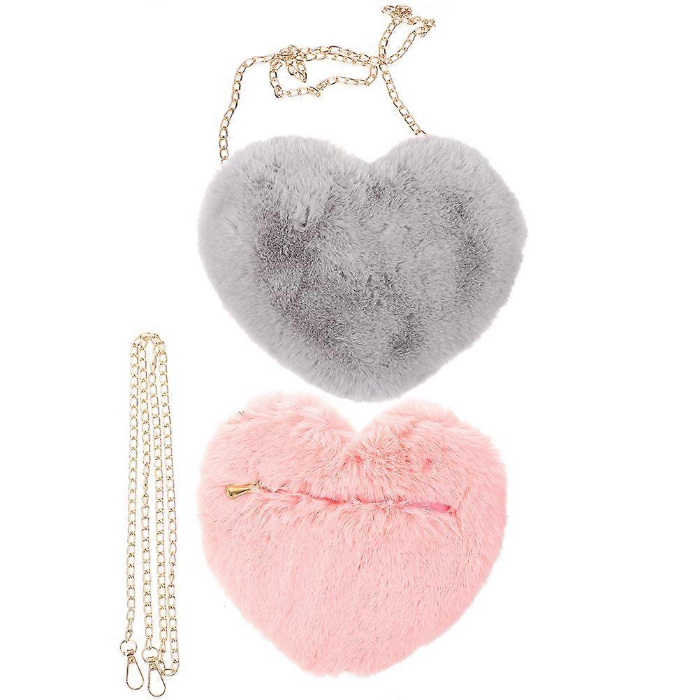 Plush Heart Shaped Crossbody Bag for Party Use 4Pcs Fashion Single-Shoulder Bag