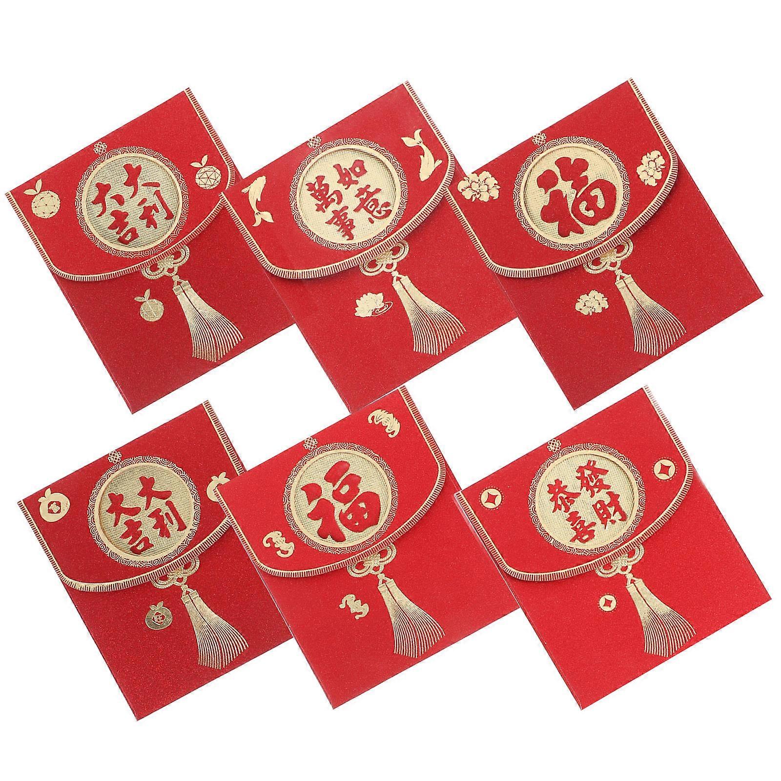 Red Money Envelopes Chinese Red Envelopes for Wedding Gift 6Pcs Packets