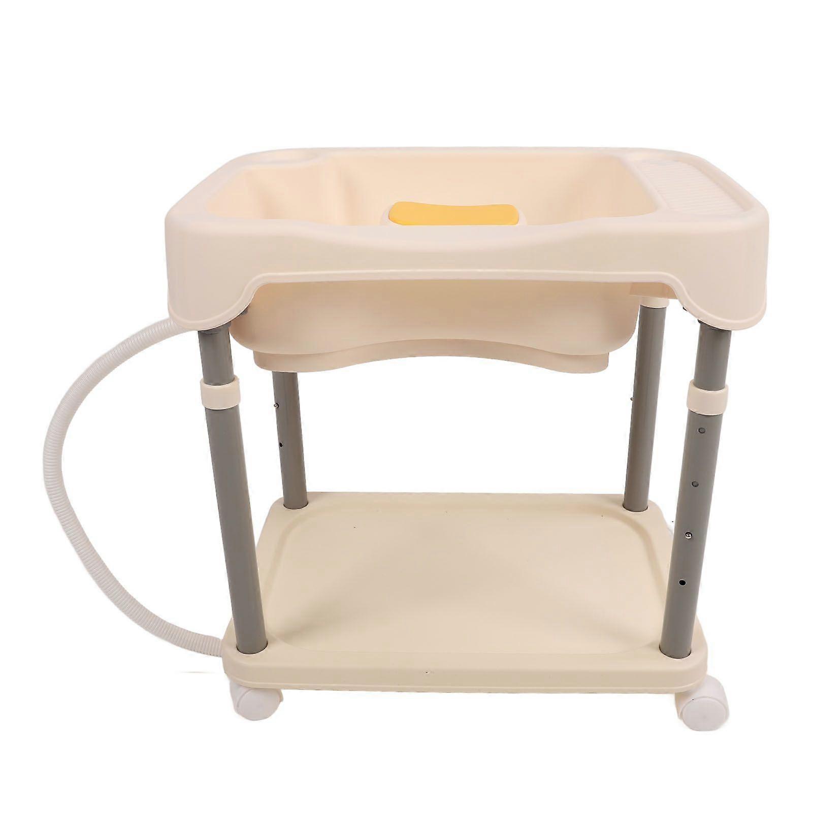 Hair Washing Basin Adjustable Height Portable Bedside Shampoo Bowl for Bedridden Pregnant Women Elderly Cream White