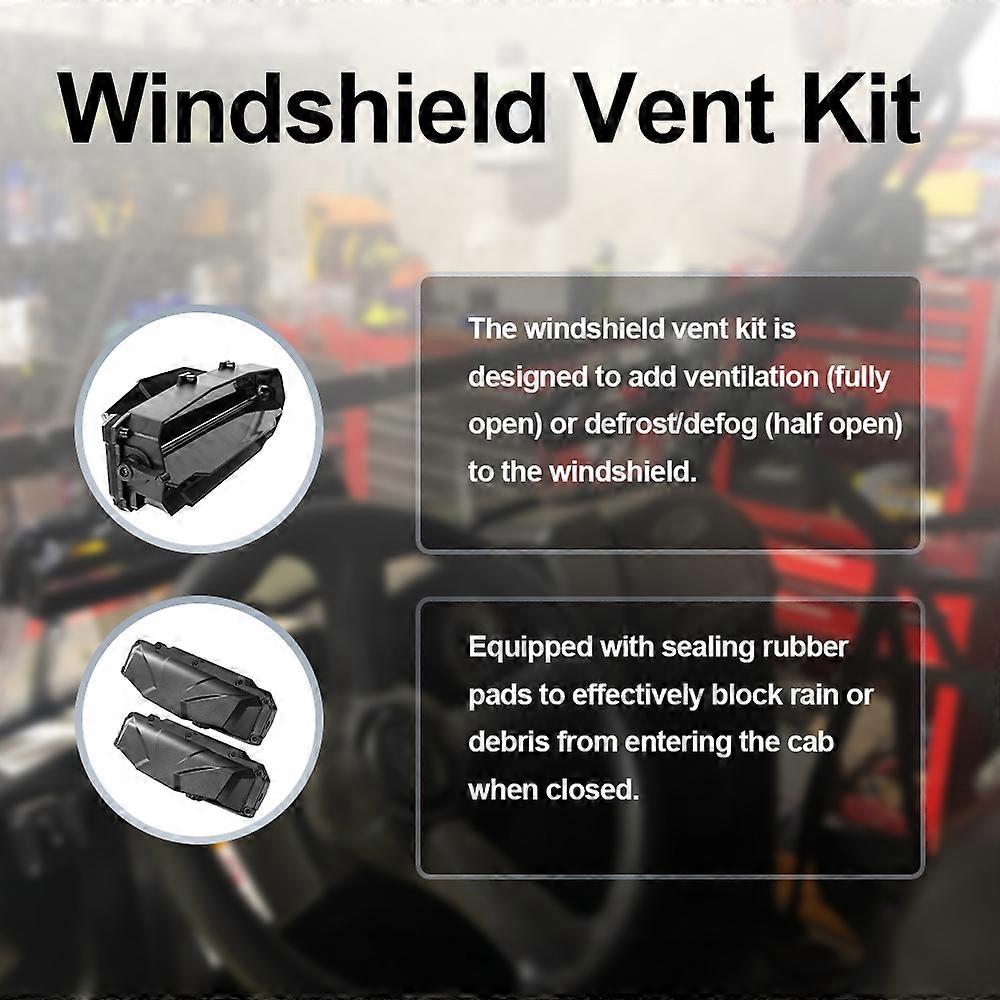 2pcs UTV Windshield Vent Kit Self-Installed Windscreen Accessories for Hard-Coated Polycarbonate Windshields