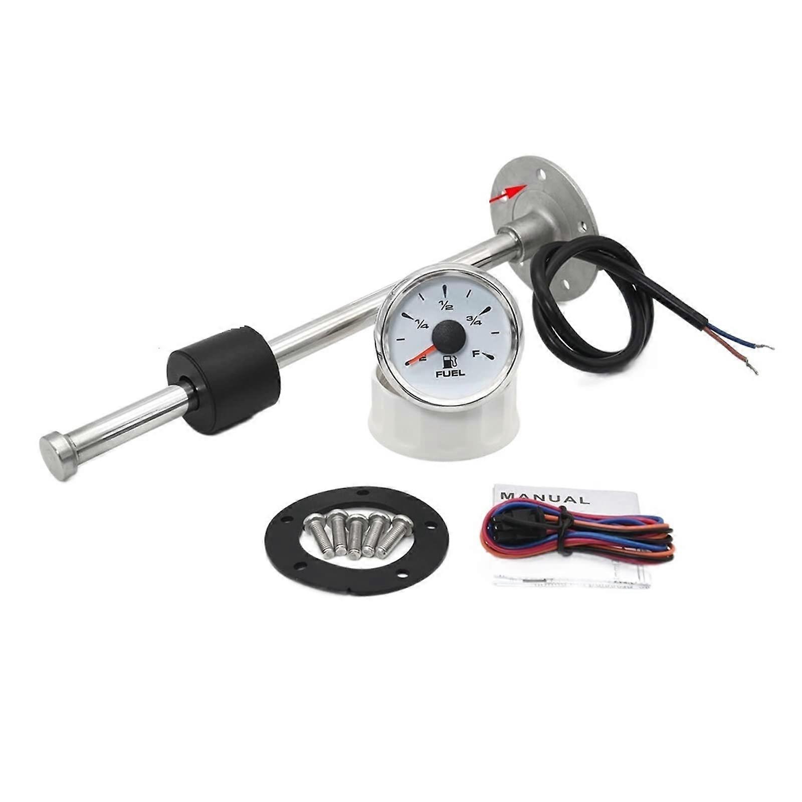 Fuel Sending Unit 52mm 8Color Backlit Gauge, 0190 Ohm Level Sensor, 100500mm Cable, Marine/Boat Gauge, 100mm Sensor