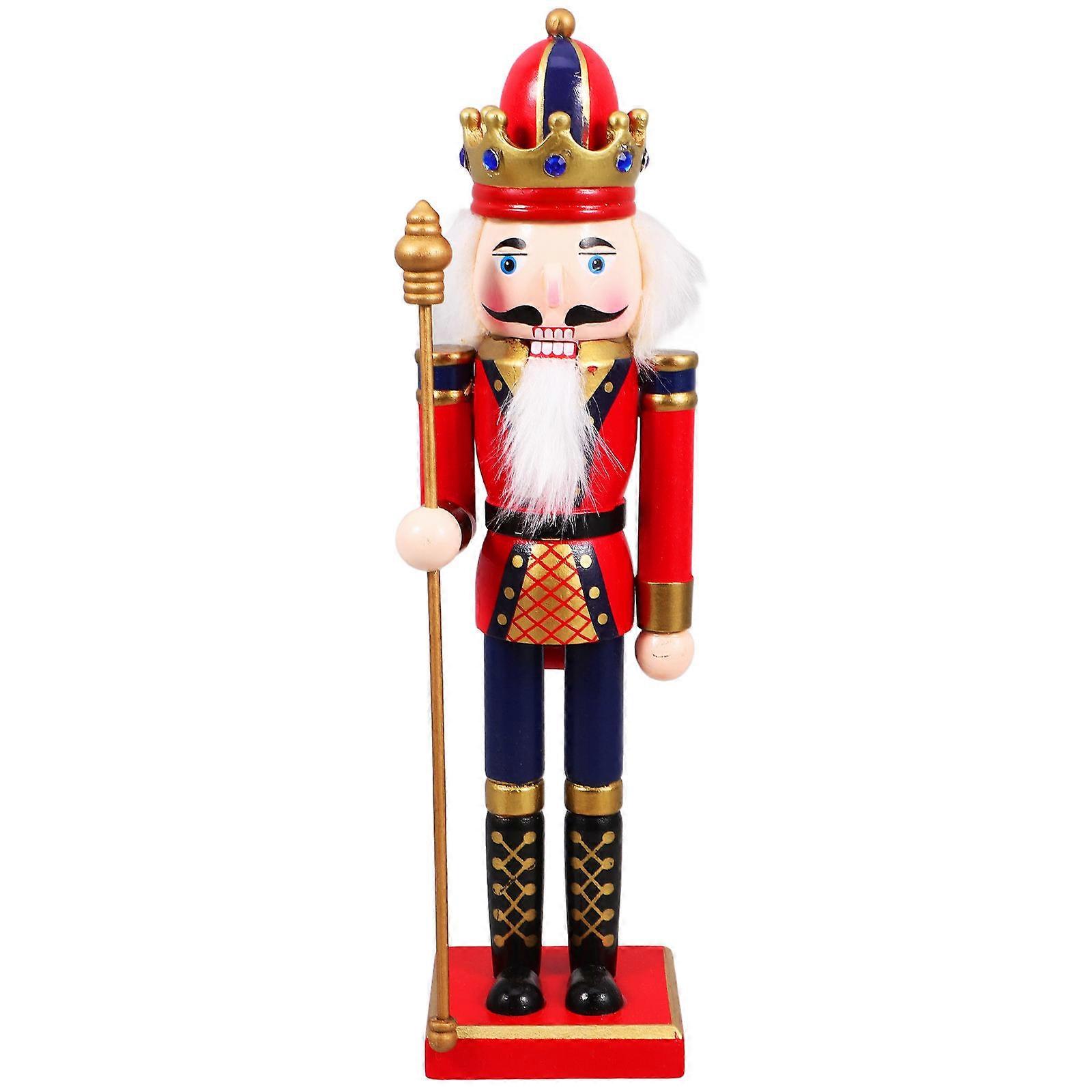 Wood Nutcracker Statue for Xmas Table Decoration 4Pcs Ornament