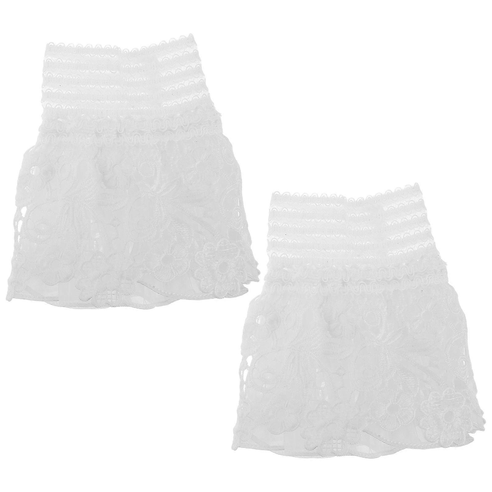 White Lace Fake Sleeves for Decor with 1Pair of Fashionable Lace Cuffs