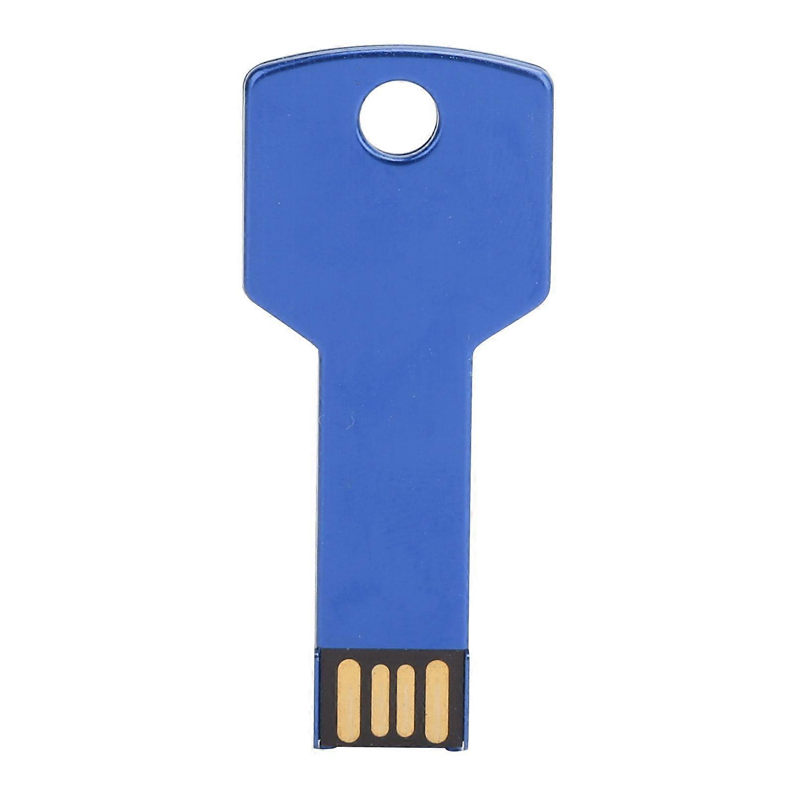 Blue USB Flash Drive Key Shape USB Memory Disc Plug and Play U Disc for Computer Car Use8GB