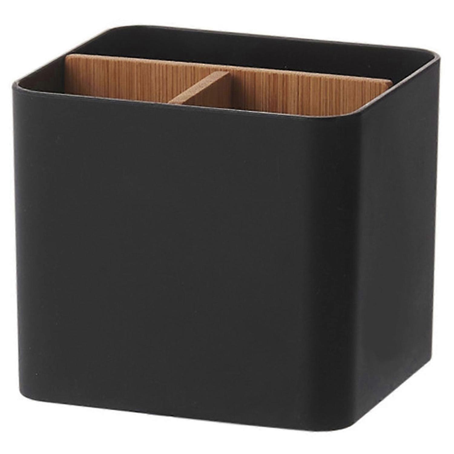 Multi-Compartment Desk Organizer Bamboo Remote Control Holder Storage Container for Sundries Vanity Stationery