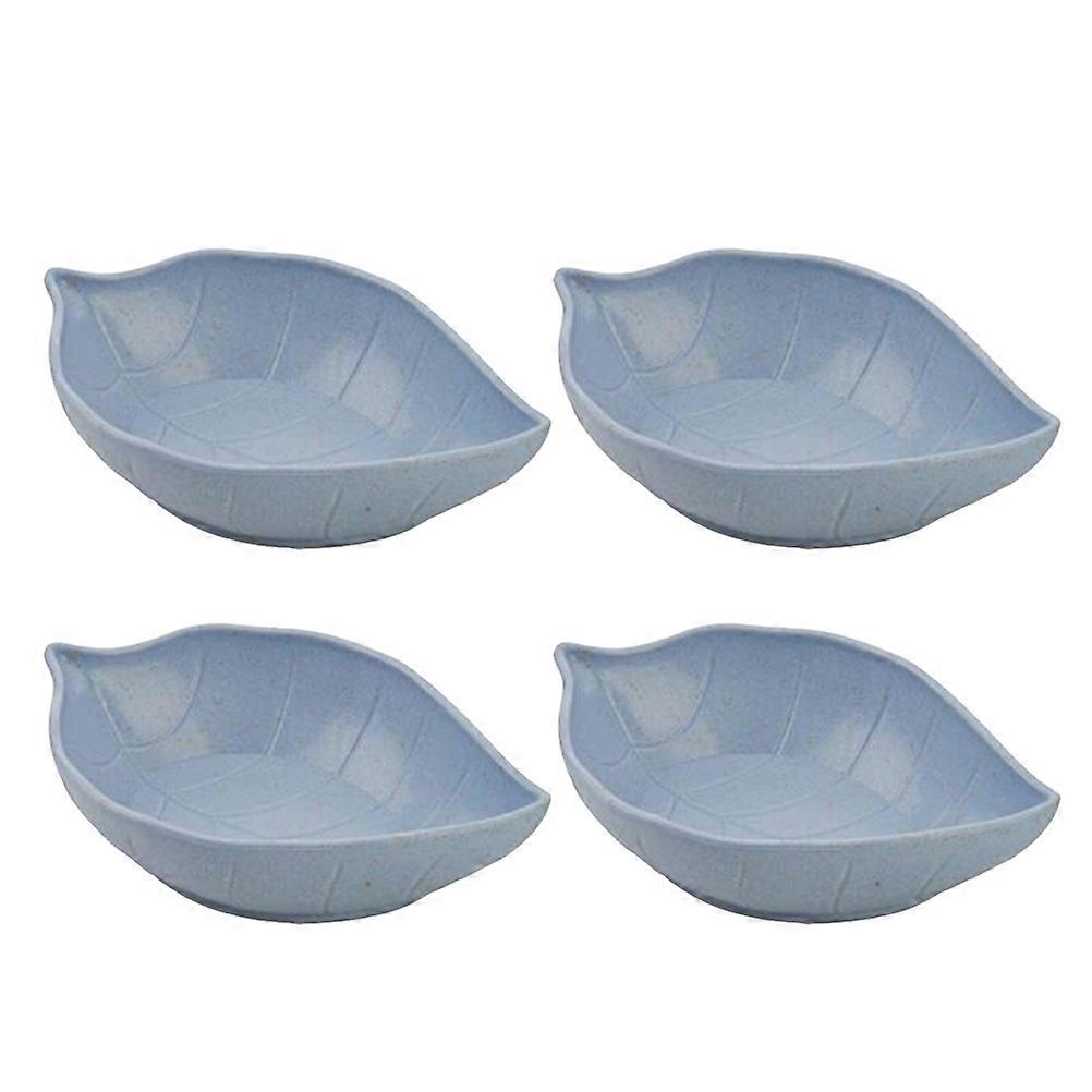 4Pcs Leaves Shape Seasoning Dish Holder For Travel And Family Use Blue