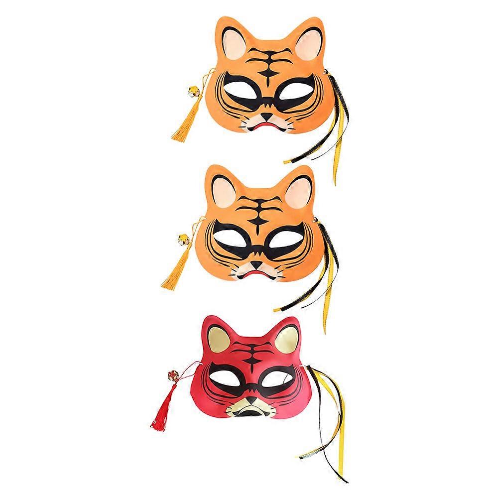 Masquerade Half Face Tiger Masks For Festival Celebration Party Props 6 Pcs Non-Slip Straps