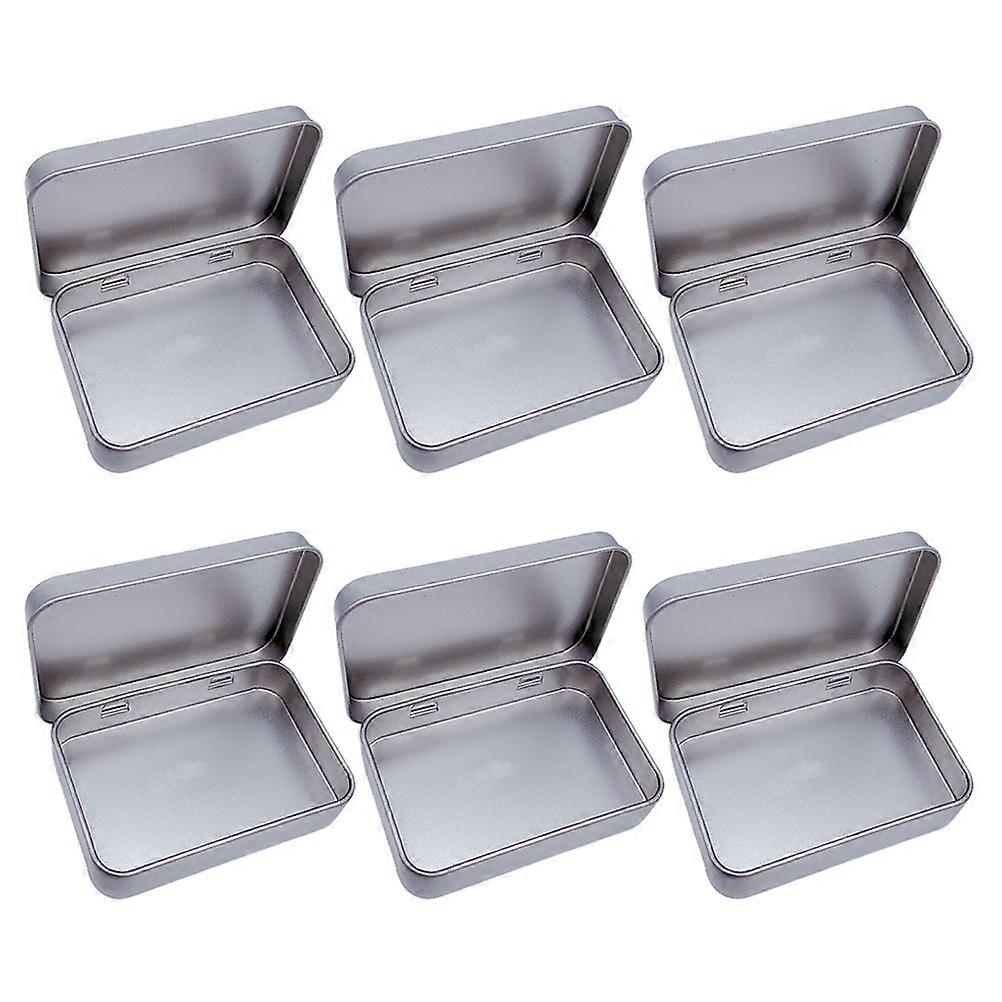 Gift Treat Box Tinplate Storage Container with Hinged Lid 6Pcs Pack
