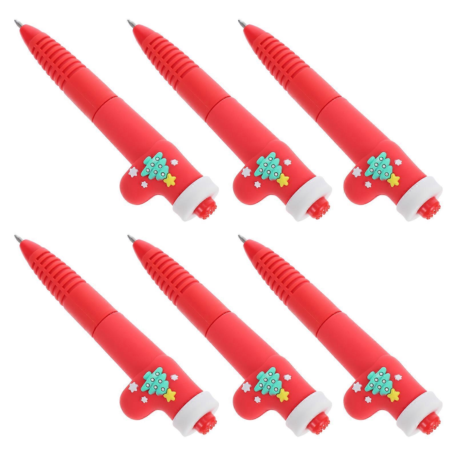 Decorative Writing Instruments Christmas Pens For Classroom Office Use 6Pcs Black Ink