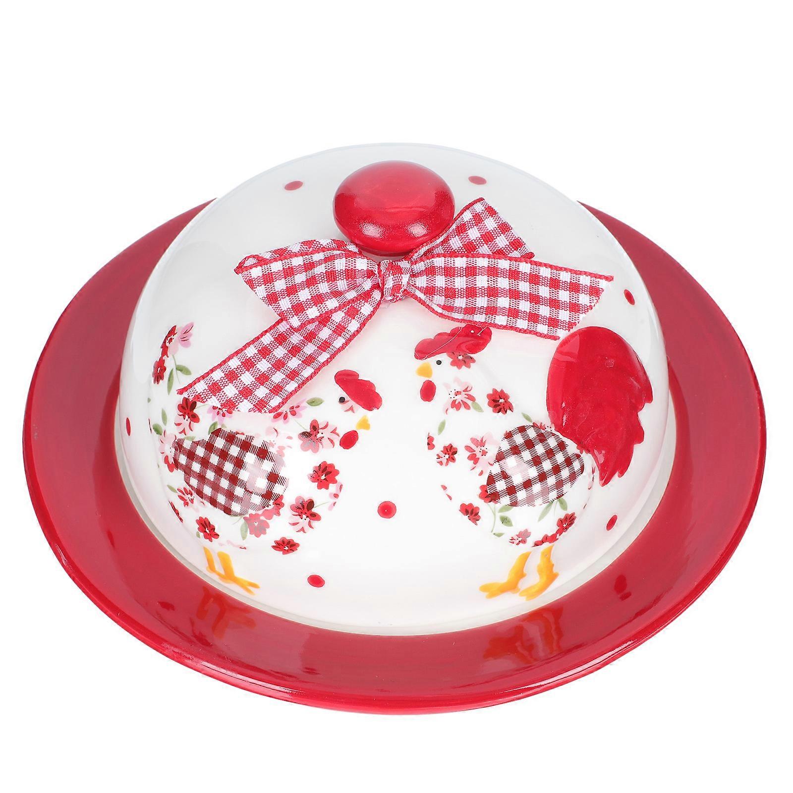 Ceramic Plate for Storage 2Sets Red Household Cheese Dessert Holder