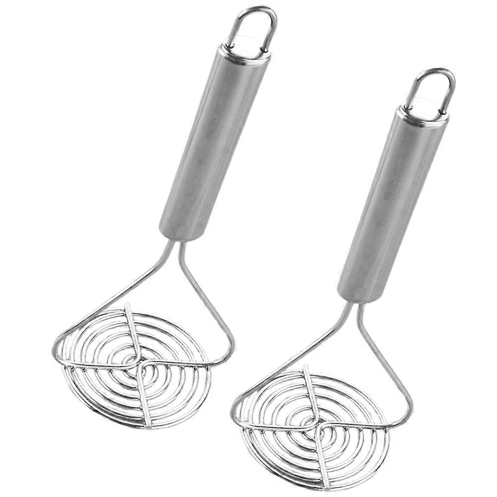Potato Masher Stainless Steel Practical Kitchen Tool For Camping Silver 2Pcs