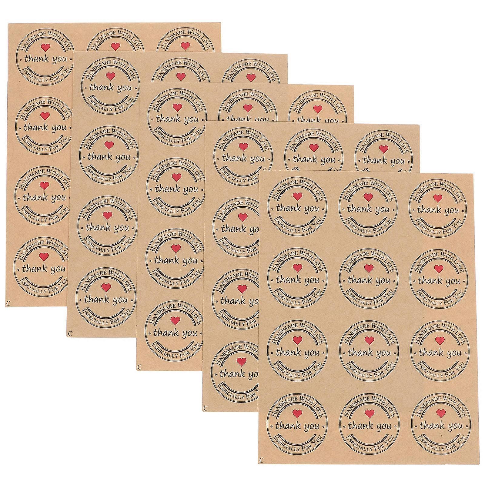 Thank You Sealing Stickers 100 Sheets Packaging Sealing Bakeries 3.80X3.80X0.01cm Khaki Essential For Parties