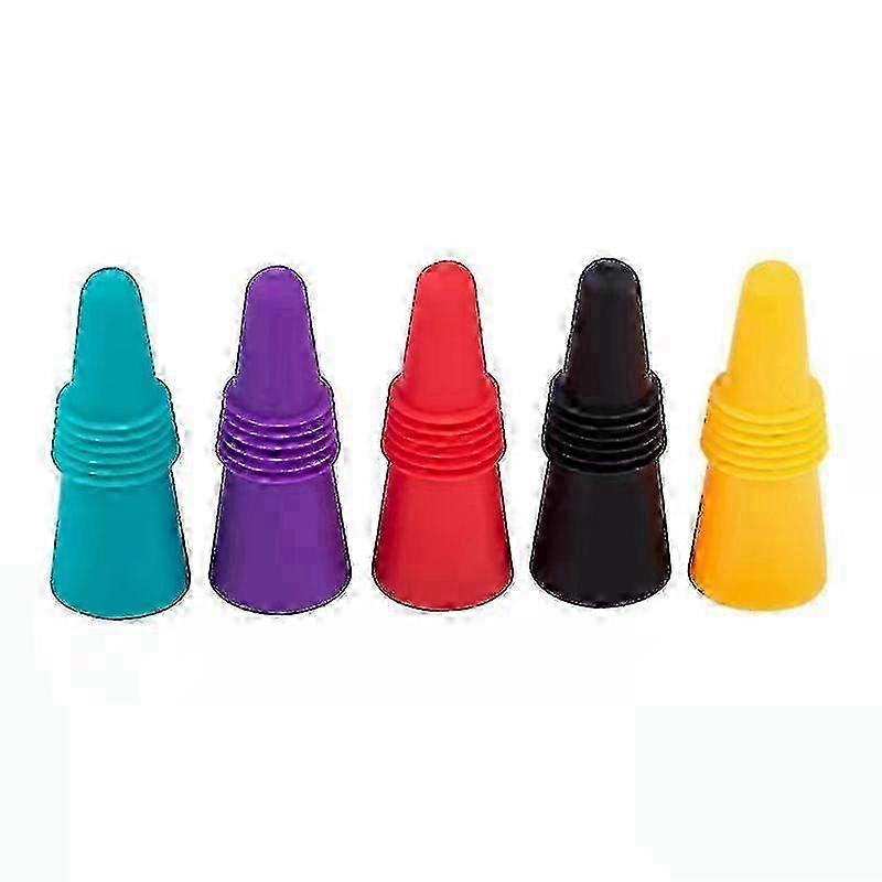 10 Pack of Reusable Silicone Wine Stoppers in Random Colors with Cork Handle Sealers for Freshness Preservation