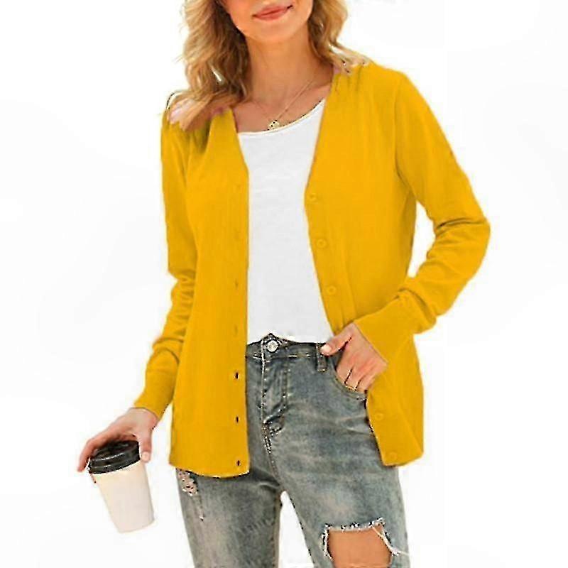 Women's Long Sleeve Knit Cardigan with Button Front Casual Outerwear Top