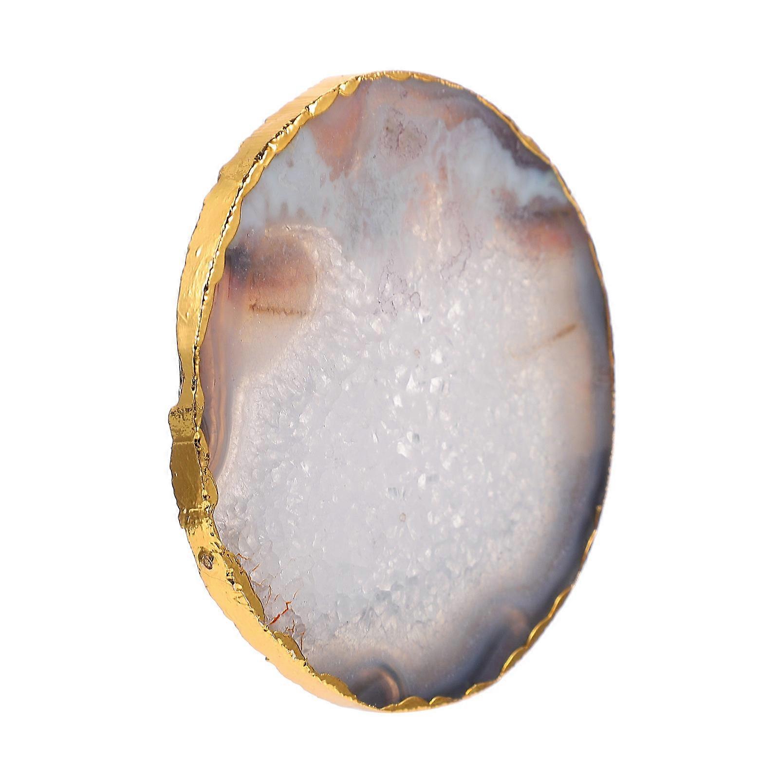 Gold-Plated Agate Slice Coaster for Home Use Natural Stone 4Pcs