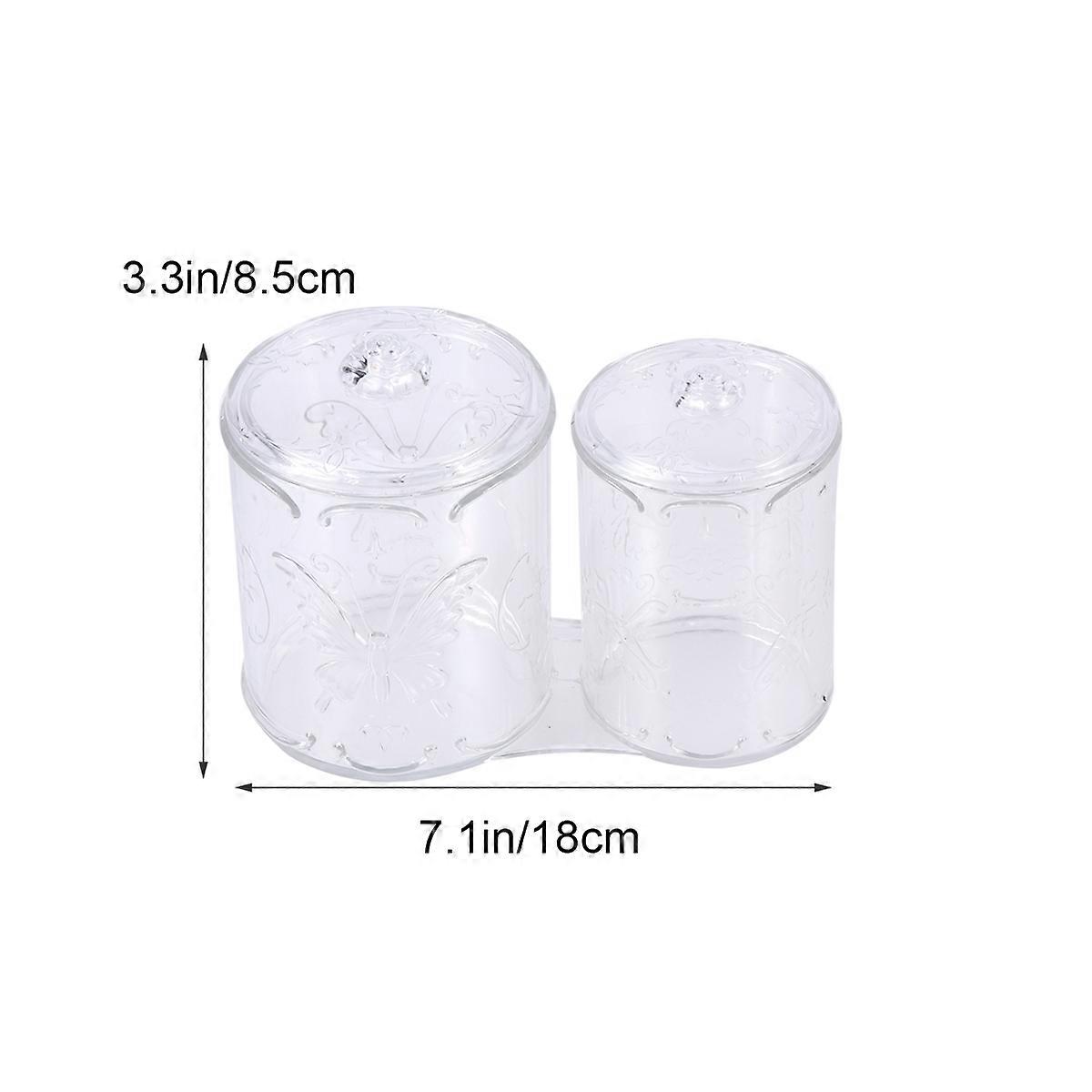 Clear Organizers With Lids Acrylic Jars Cotton Swab Organizer Storage Container Round Shape For Home Use 1Pcs