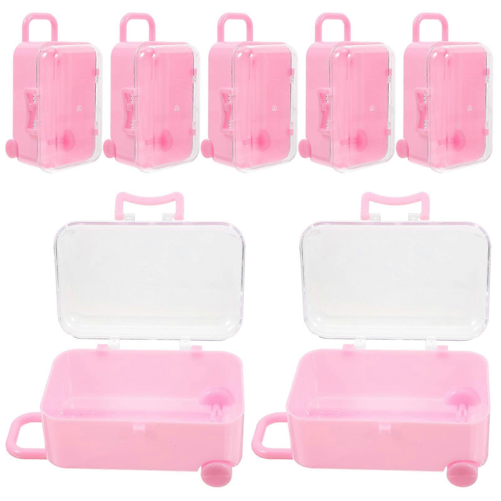 Trolley Candy Box Plastic Large Suitcase for Storage 48Pcs Pink Candy Boxes