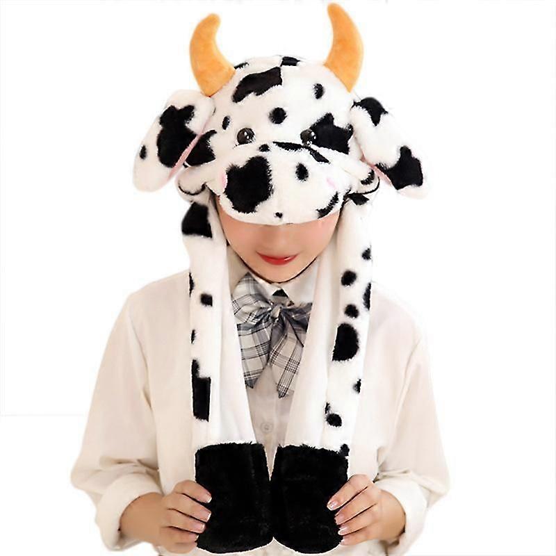 Luxora Cute Will Move Plush Animal Character Winter Hat Fun Ski Cap Cows