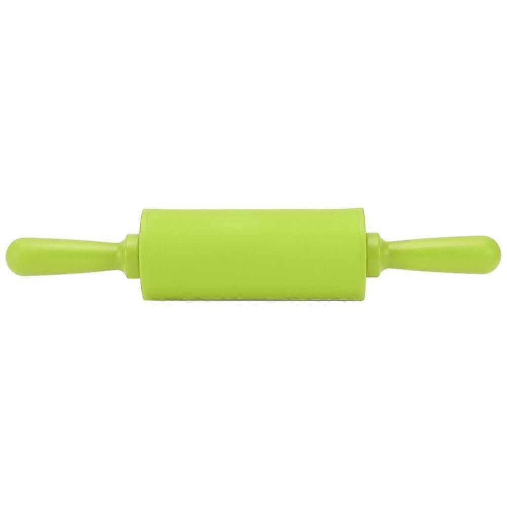 New NOn stick Silicone Rolling Pin Pastry Dough Roller Baking Tool with Plastic Handle Green