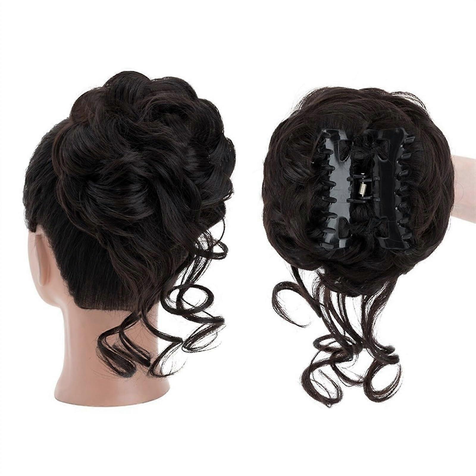 Hair Bun Extensions Synthetic Hair Claw Chignon ClipIn Messy Curly Ponytail Extensions Fluffy Natural False Ponytail