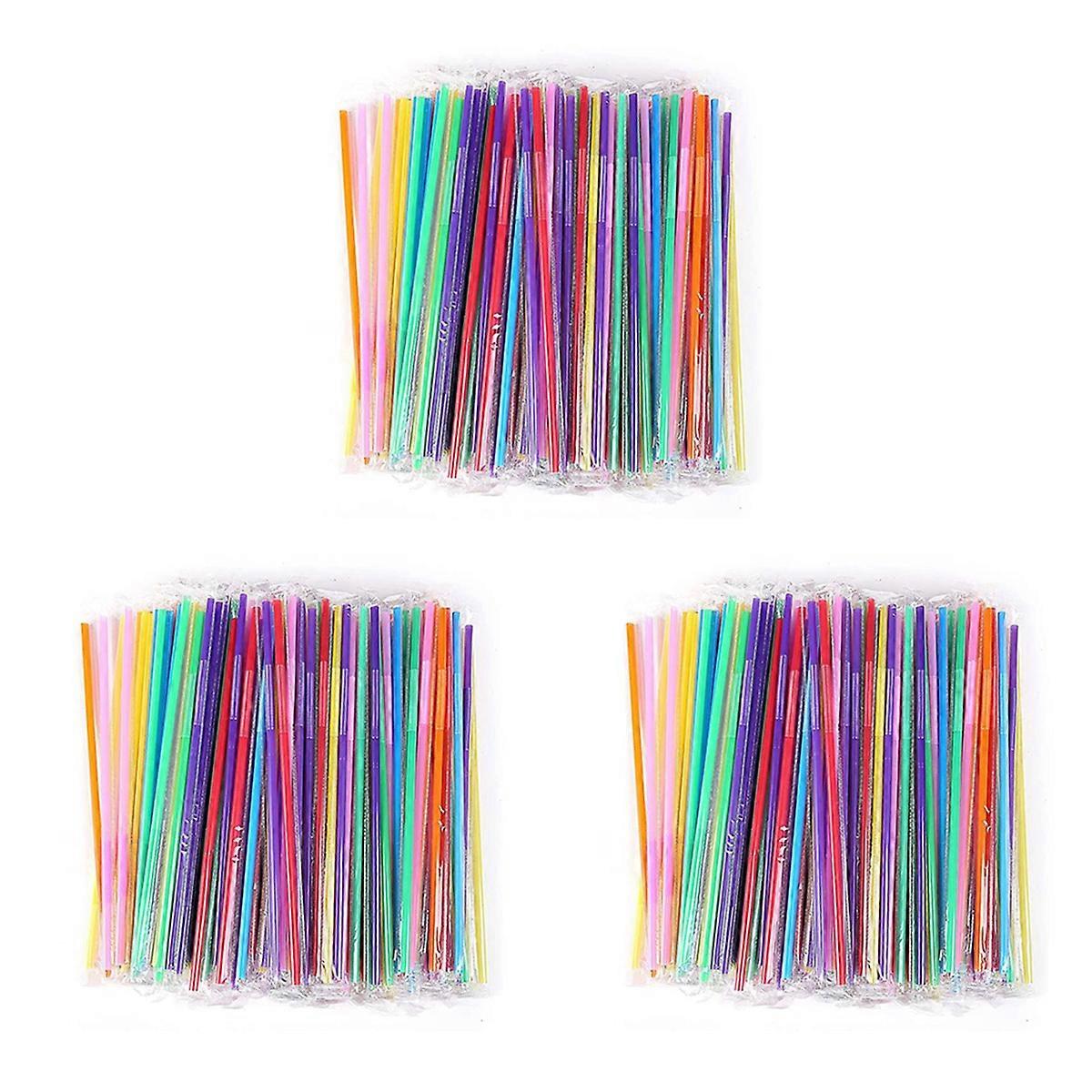 300Pcs 10.2 inch Colorful Plastic Drinking Straws