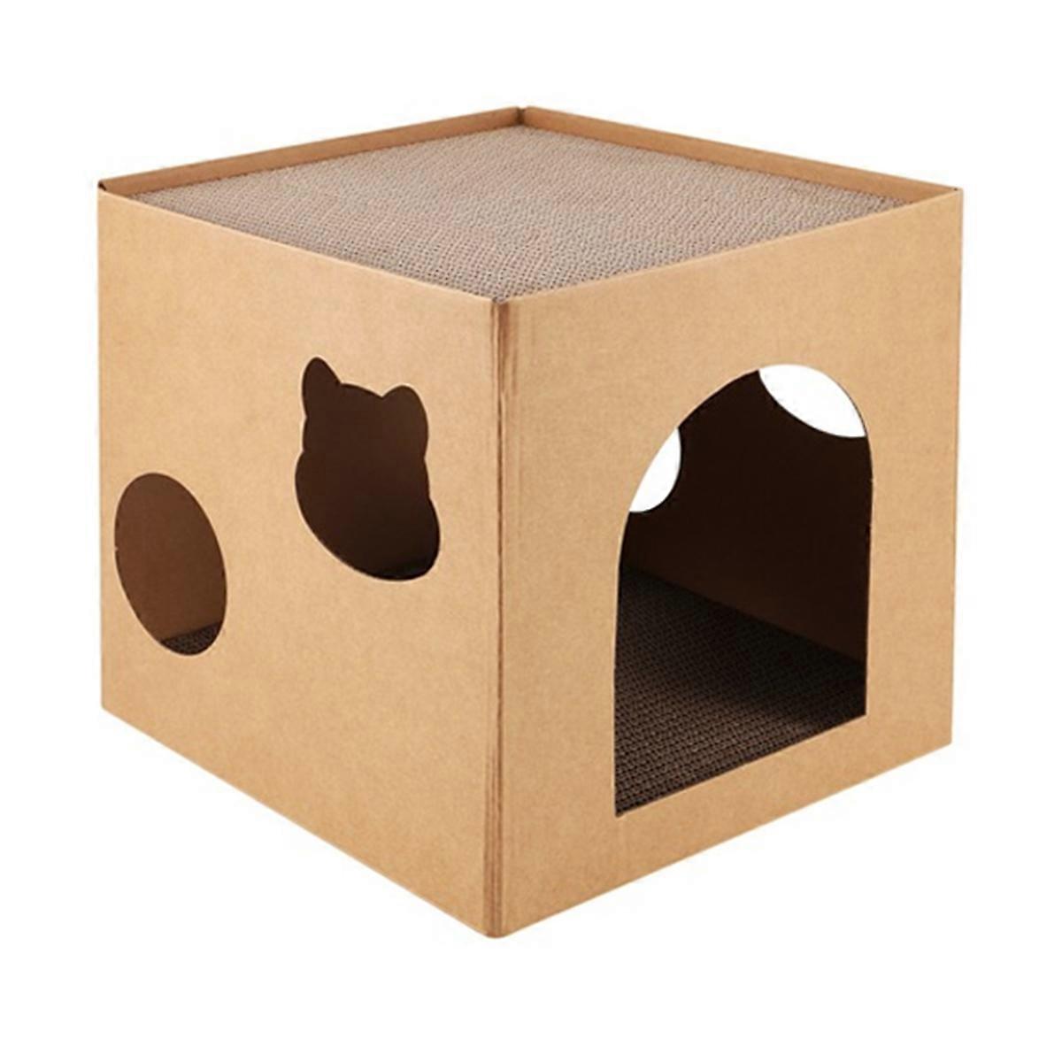 Cat House Scratcher Box Cat Cardboard House with Scratch Pad