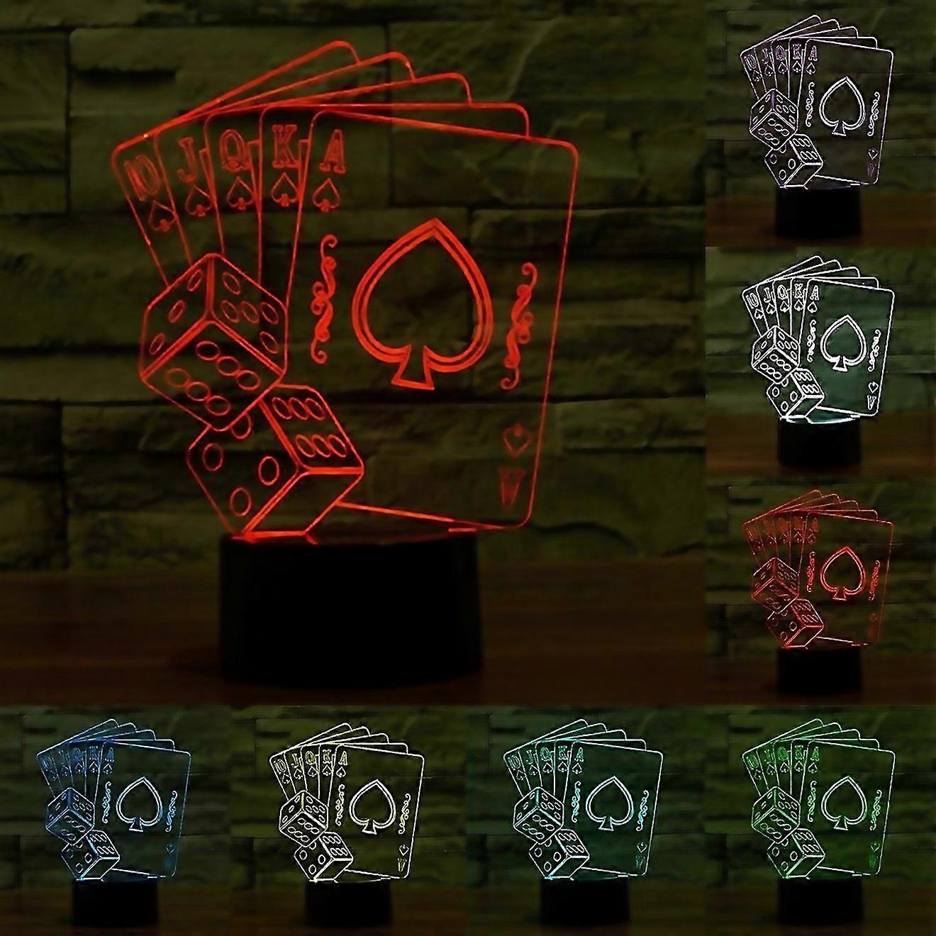 For Poker Style 3d Touch Switch Control Led Light 7 Color Discoloration Creative Visual Stereo Lamp