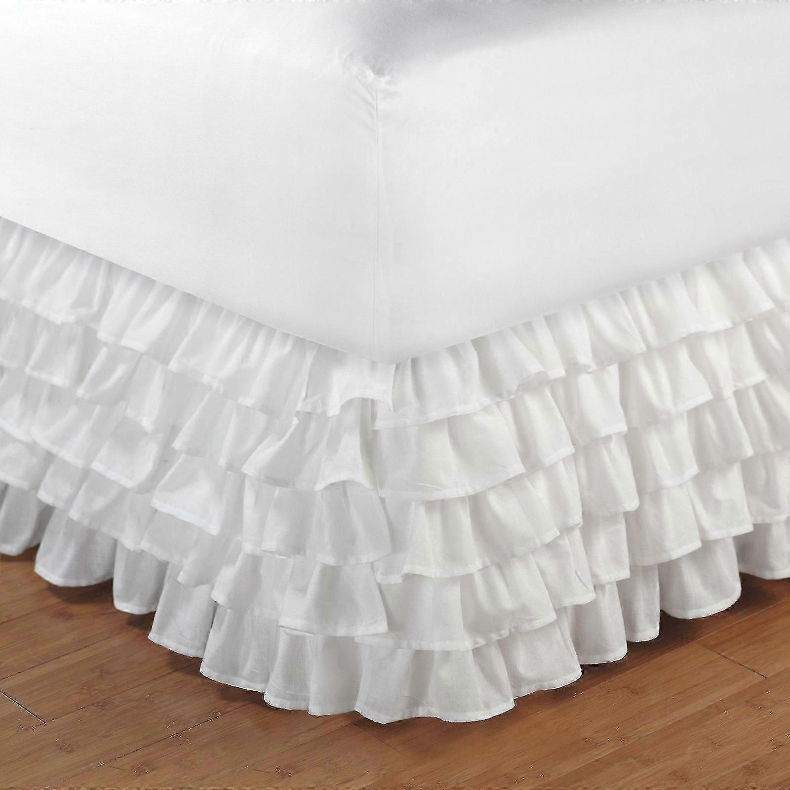 Wabjtam Home Pleated Ruffled Bed Skirt Solid Dust Ruffle (queen Size, White)