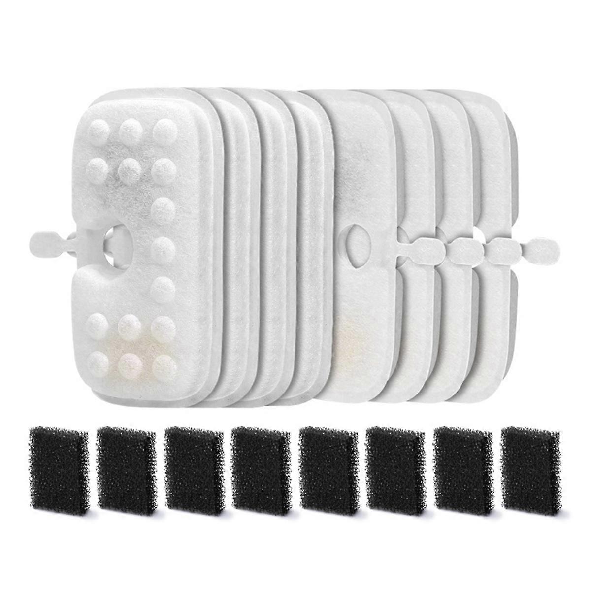 Cat Water Fountain Filter Replacement for Cat Water Fountain Replacement Filter with Pre-Filter Sponge 8+8