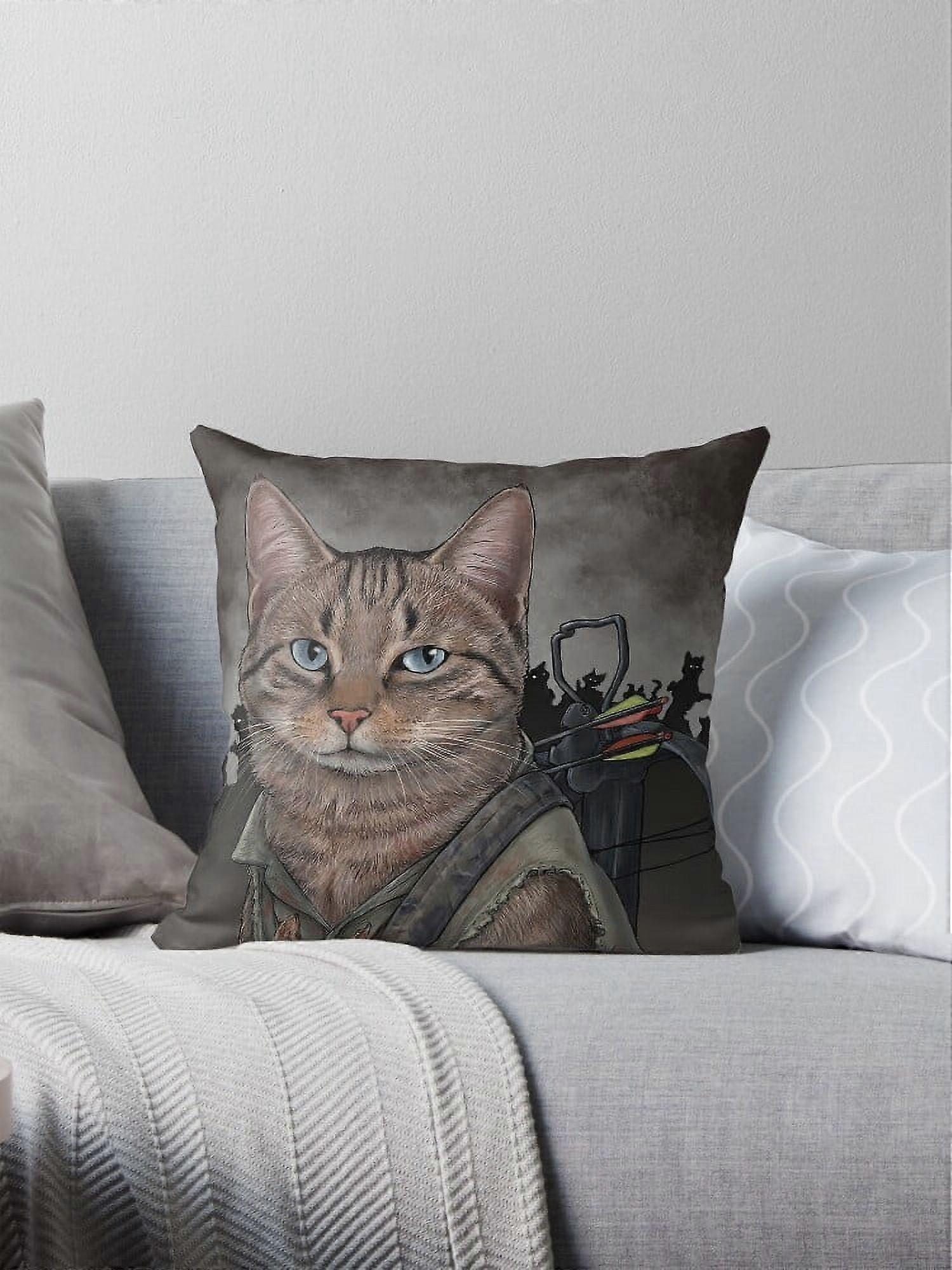 Capas de almofada para sofá AIVO Daryl Dixon Cat, 16x16 polegadas, dois lados