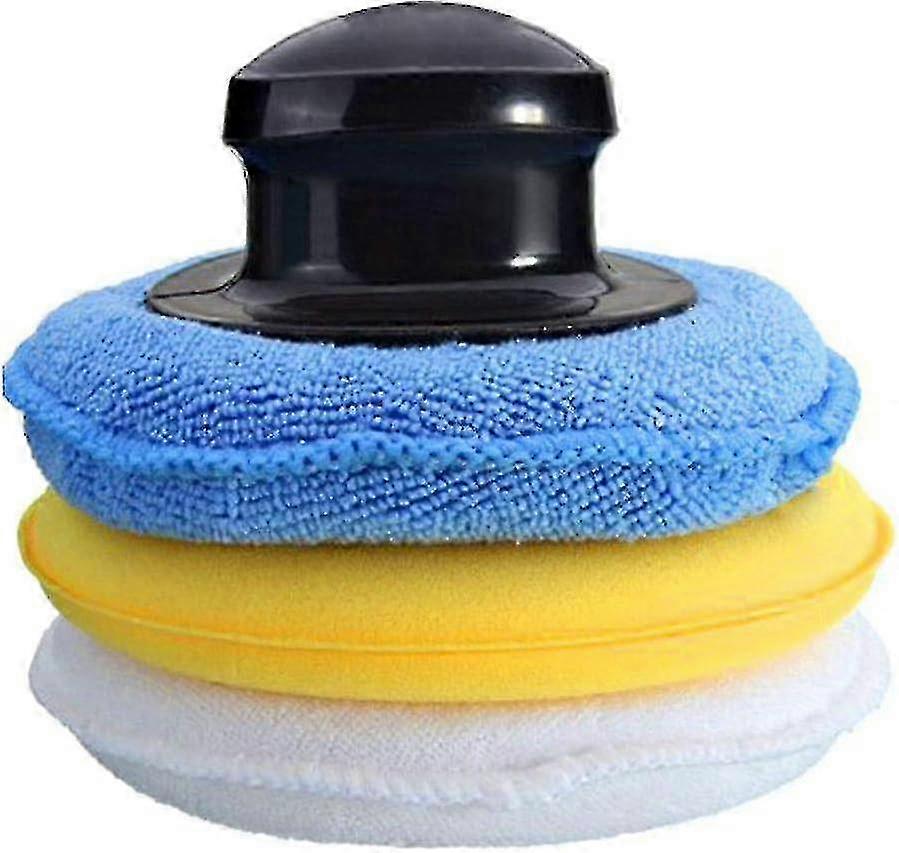 clearance Microfiber Car Wax Applicator Pads with Handle - Wax Foam Applicators (13X13X2cm Fontainebleau 3Pcs)