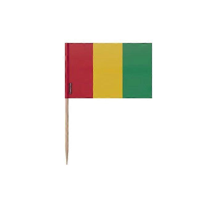 Guinea Flag Toothpicks - 6.5 cm - 100 pieces - Adhesive plastic - Bamboo stick - Pixelforma