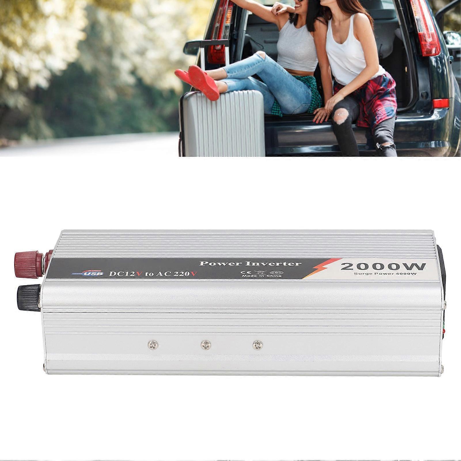 Car Power Inverter 2000W DC 12V to AC 220‑230V with 5V USB Output Sine Wave Converter