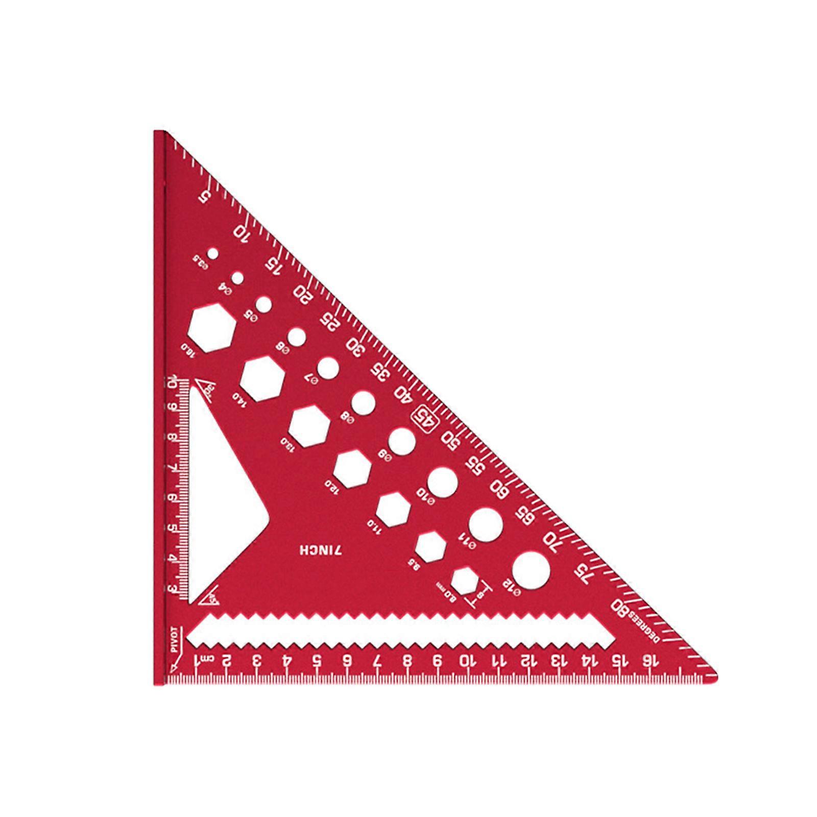 Multipurpose Red Aluminum Triangular Scale Tool For Precise Marking Cutting Guidance In Carpentry And Workshop Environment Multicolor