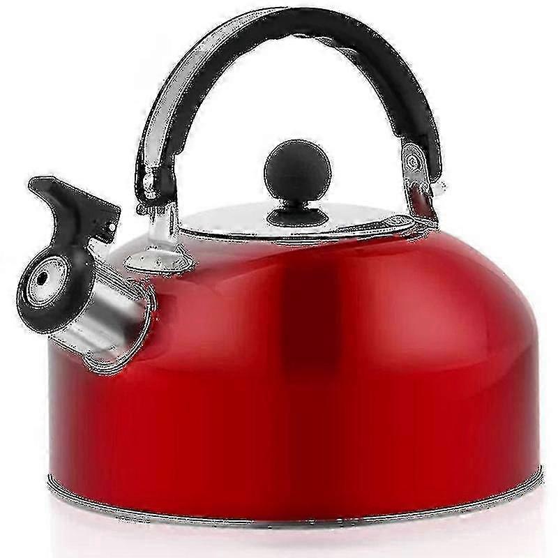 Gasspis visslande vattenkokare 3L rostfritt stål röd finish