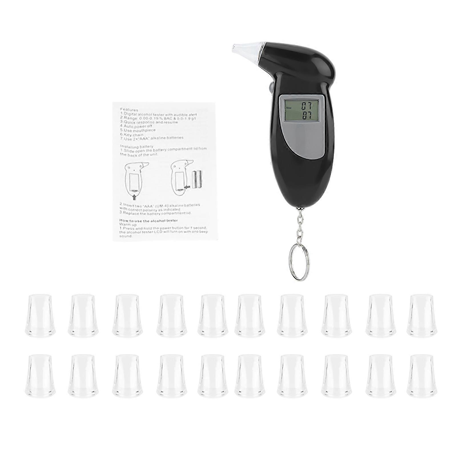 Digital breathalyzer with LCD screen and portable design