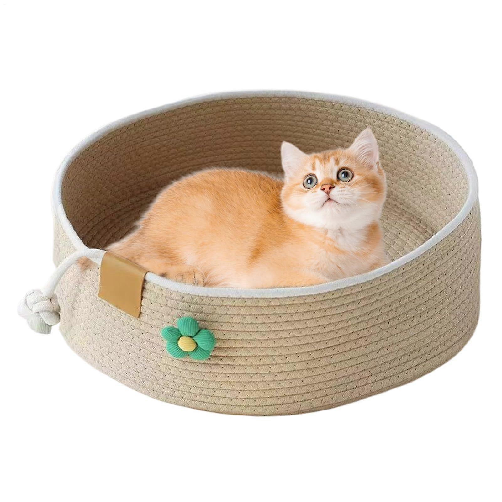 Cat Bed Indoor Cat Bed With Scratching Post For Rest Nap And Play Khaki Medium Sofa Bedroom Window Sill