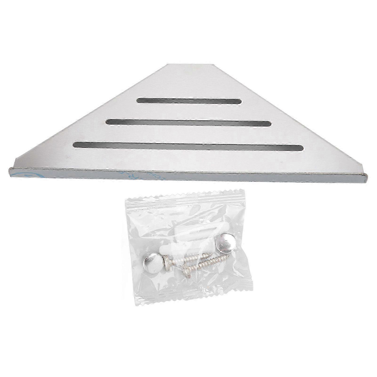 Corner Shower Shelf Triangular Shape Single Layer Punching Efficient Storage Casual Style Stainless Steel Shampoo Holder
