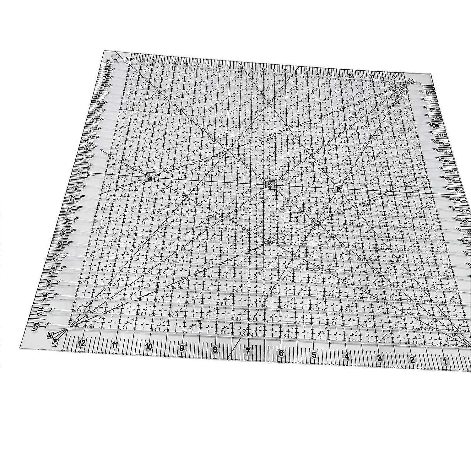 Ράψιμο Χάρακα Πρότυπο 5-σε-1 Καπιτονέ Κοπή Χάρακα Cutout Σετ Ραψίματος Patchwork Πρότυπο Diy,12 Ίντσα