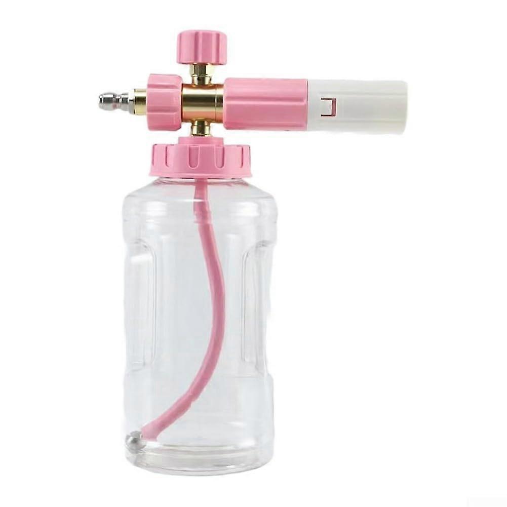 Snow Foam Lance For Pressure Washer 1L Transparent Foam Adjustable Concentration Knob 360Degree Rotation Nozzle Pink