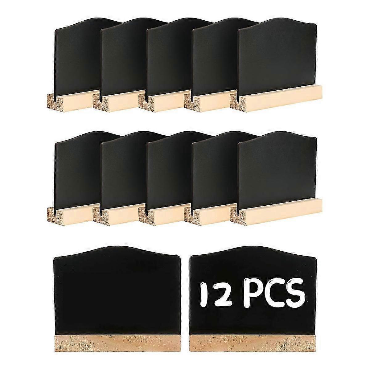 12Pack Mini Chalkboard Signs, Kitchen Notes Chalk Boards with Stands 10X7.2cm Small Blackboard Message Tabletop Board