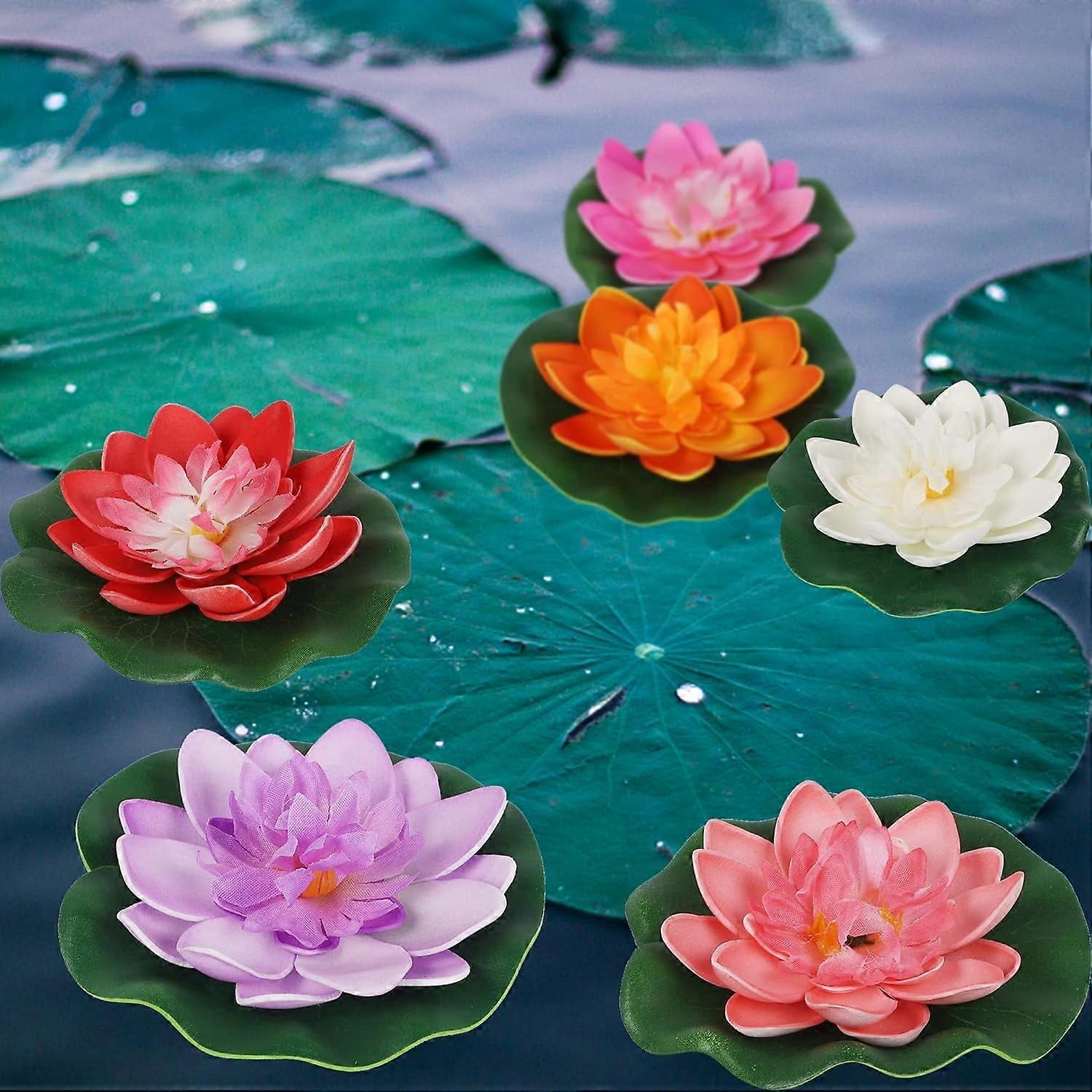 Artificial Simulation Water Lily, 1pc Floating Foam Water Lily with Lily Pad, Compatible with Pond, Garden, Fish Tank Decoration