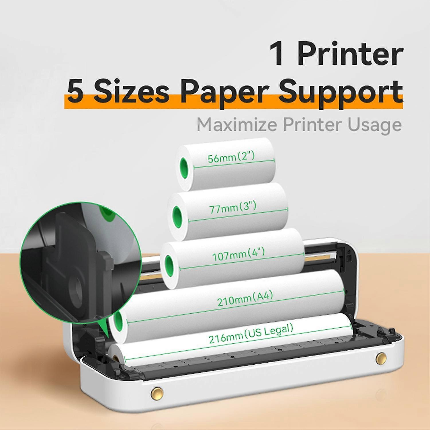 A4 Paper Printer Direct Thermal Transfer Wireless Printer Mobile 210mm Mini Mobile Photo Printer USB